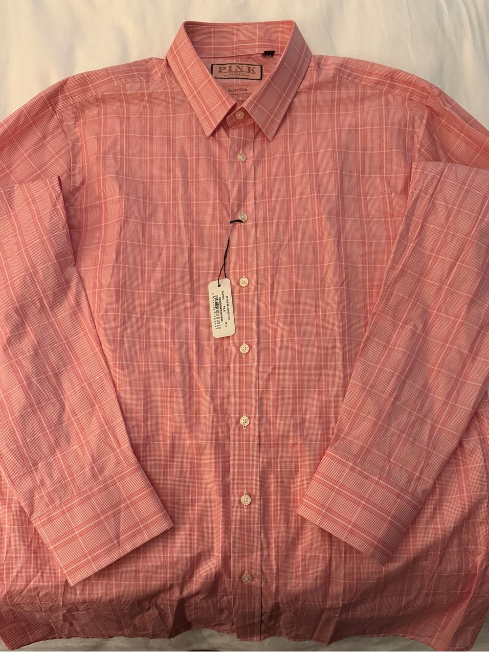 NWT Thomas Pink Men's Pink Plaid Dress Shirt